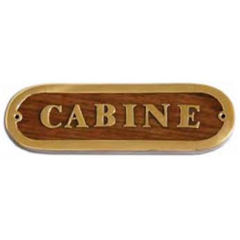 PLAQUE EN BOIS ET LAITON CABINE