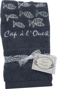 SERVIETTE INVITE 30x50cm BRODEE CAP A L´OUEST Gris