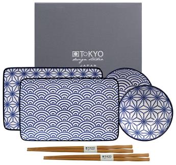 SET SUSHI 6 PIECES PL/ASS/BG NIPPON BLUE WAVE