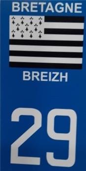 AUTOCOLLANT BRETAGNE 29 PLAQUE IMMATRICULATION MOTO