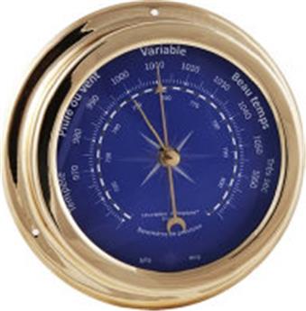 BAROMETRE LAITON POLI VERNI FD BLEU ROSE DES VENTS GRIS/BLEU