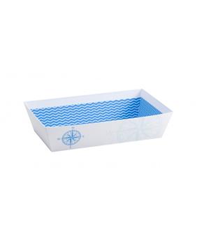 CORBEILLE CARTON BLANC BLEU MER 27x20x5cm