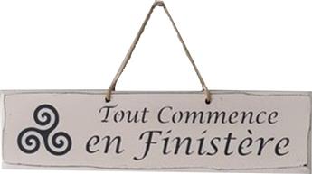 PANCARTE RECT TOUT COMMENCE EN FINISTERE/TRISKELL Blanc