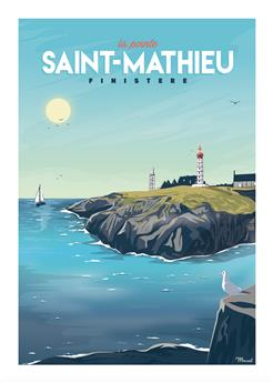 AFFICHE 50 x 70 cm PHARE SAINT MATHIEU