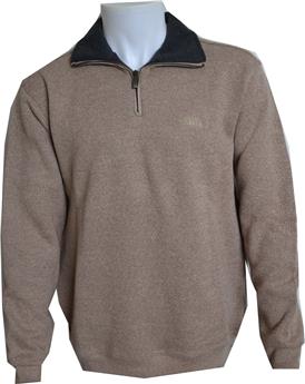 SWEAT TRIEUX BEIGE COL ANTHRACITE