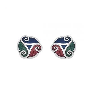 CLOUS OREILLES 7641 TRISKELL ROUGE BLEU ET VERT