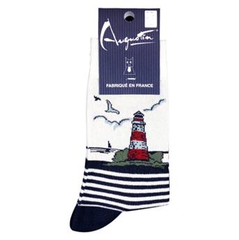 CHAUSSETTES PHARE RAYE AUGUSTIN Ecru/Marine 2 Tailles au choix