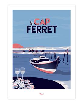 AFFICHE 30 x 40 cm CAP FERRET BATEAU