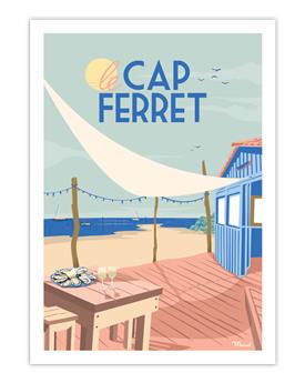 AFFICHE 30 x 40 cm CAP FERRET CABINE BLEUE