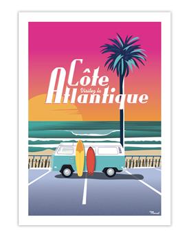 AFFICHE 30 x 40 cm VISITEZ LA COTE ATLANTIQUE