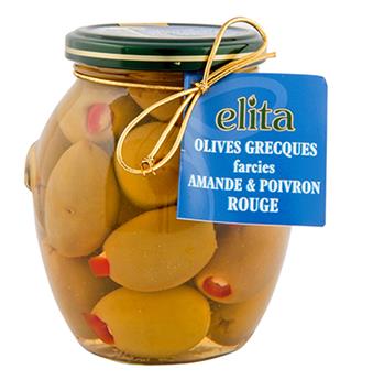 OLIVES GRECQUES ELITA FARCIES AMANDES POIVRONS 390G