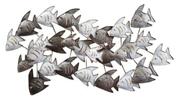 SCULPTURE BANC DE POISSONS GM GRIS