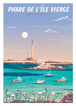 AFFICHE 30 x 40 cm PHARE DE L ILE VIERGE