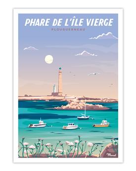 AFFICHE 50 x 70 cm PHARE DE L ILE VIERGE