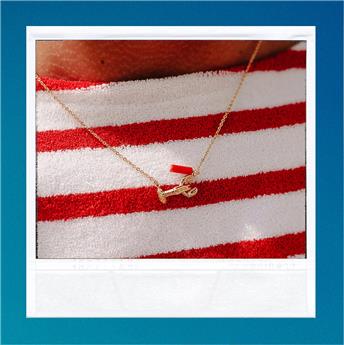 COLLIER CHAINE+PERLE ROUGE GIRARD LE HOMARD