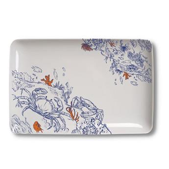 PLAT RECT 30 x 20 cm  AVEC FOND MARIN 2