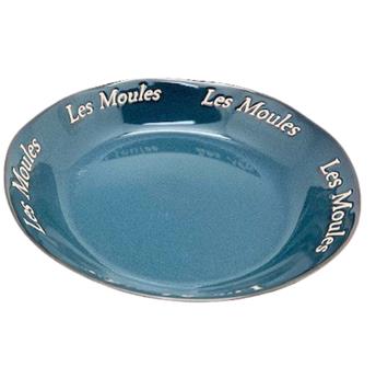 ASSIETTE A MOULES 22 cm GRES BLEU