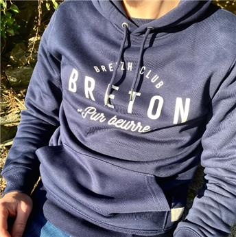 SWEAT CAPUCHE MARINE BRETON PUR BEURRE