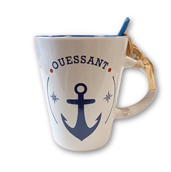 MUG AVEC CUILLERE OUESSANT INTERIEUR BLEU