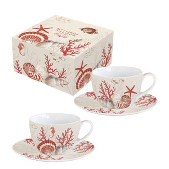 COFFRET 2 TASSES A CAFE CORAL REEF  11 CL