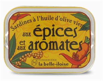 SARDINES A L´HUILE D´OLIVE ET AROMATES 115GR BELLE ILOISE