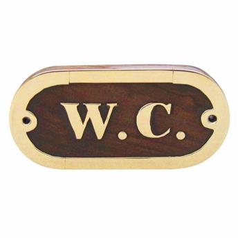 PLAQUE EN BOIS ET LAITON WC